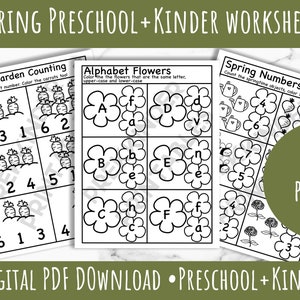 Spring Counting Worksheets: Preschool & Kinder, Homeschool Printable (PDF)