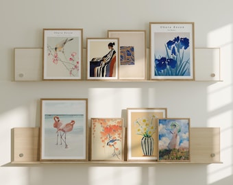Set of 8 Wood Frame Mockup,3x4 Gallery Wall Mockup,Minimal Frame Mock-Up,Art Print Display,Print Poster Art Mockup,Interior Art Mockup Psd