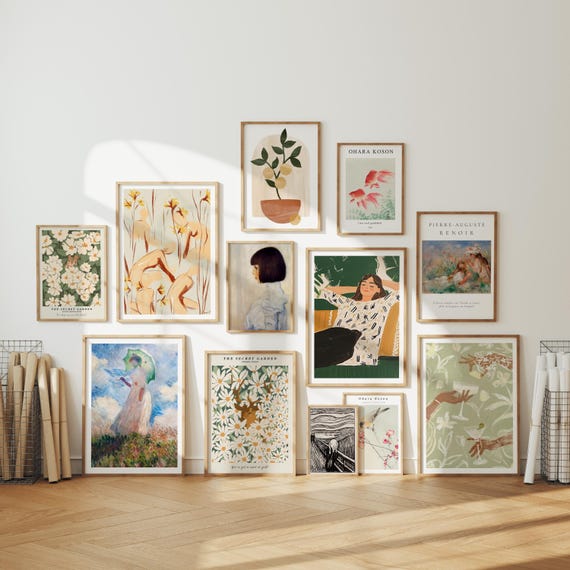 Set of 12 Minimal Gallery Wall Frame Mockup,Psd Smart Object