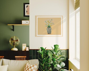 Mockup horizontale houten lijst in woonkamer, framemodel met verhouding van 4 x 3, kunstafdrukweergave, kunstmockup afdrukken, minimalistisch interieurkunstmodel Psd