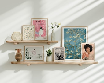 Set of 6 Wood Frame Mockup,3x4 Gallery Wall Mockup,Minimal 6 Frame Mock-Up,Art Print Display,Print Poster Art Mockup,Interior Art Mockup Psd