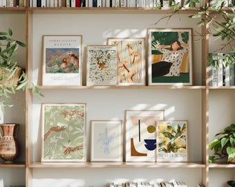 Set of 8 Gallery Wall Art Mockup,3x4 Wood Frame Mock-Up,Picture Frame mockup,Digital Template,Interior Art Mockup,Multiple Frames
