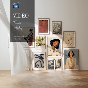 Animated Video Frame Set Mockup | Vertical 5x7 Ratio | 3 Scenes Gallery Mockup Video Mobile | Wall Art Video Mockup | Multiple Frames