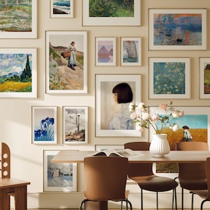 Gallery Wall Set Wood Frame Mockup,Art Print Gallery Set Mockup,16 Frames mockup,Poster Display,Art work Mockup，PSD JPG Smart Object