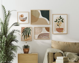 Gallery Wall Set Mockup,5 Wood Frame Mockup,3x4 Ratio Frame Art Print Gallery Set Mockup,Poster Display,Art work Mockup,Frame Set Mockup