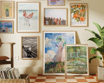 Gallery Frame Set Mockups in Living Room,12 Frames Wood Frame Mockup 3x4 Wall Art Mockup,Interior Poster Mockup,Art Print Mockup,PSD JPG