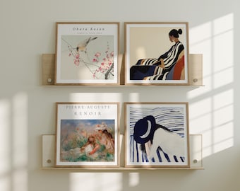 Maqueta de pared de galería con marcos cuadrados, póster artístico PSD (descarga digital)