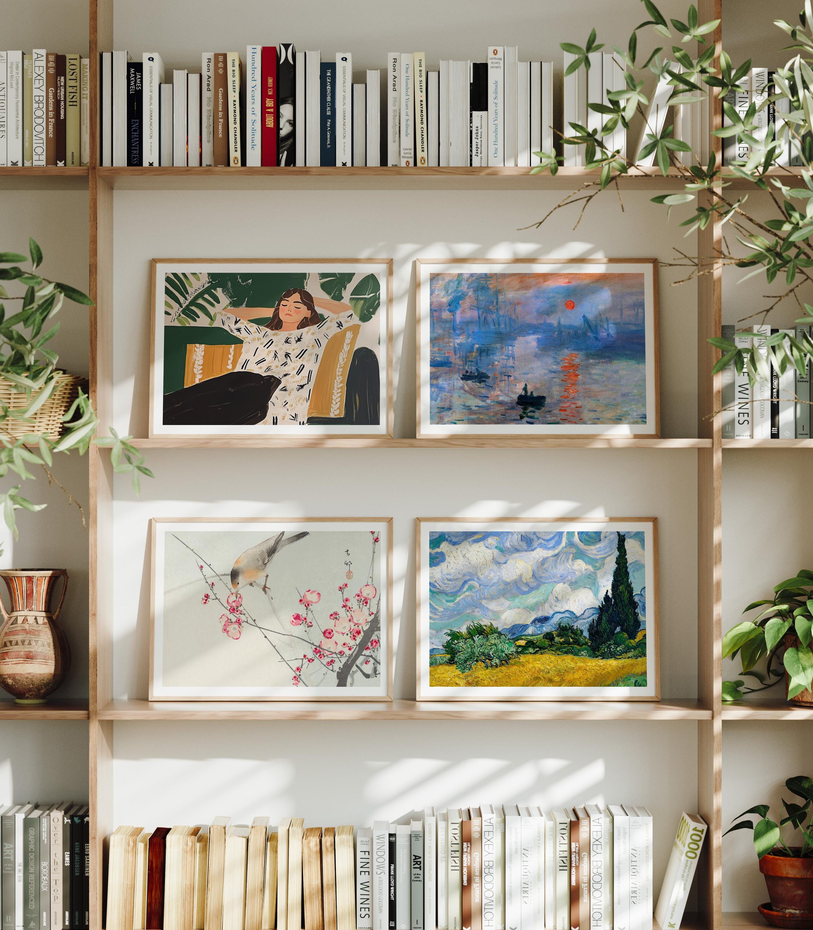 Set of 4 Gallery Wall Frame Mockup,4x3 Horizontal Wood Frame Mock