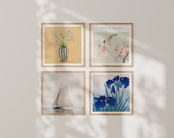 Maqueta de marco cuadrado de 4 piezas, maqueta de marco minimalista, maqueta de arte de pared, maqueta de póster impreso, maqueta de exhibición de arte imprimible, maqueta de marco de madera, objeto inteligente