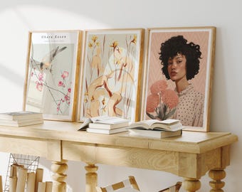 Set of 3 Wood Frame Mockup,5x7 Ratio Frame Mock-Up,Wall Art Mockup,Picture Frame Mockup,Multiple Frames,Interior Art Mockup Psd Smart Object