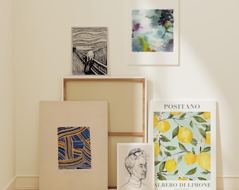 Fotowand canvas mockup verticaal, 5 frames 3 x 4 verhouding muurkunst mockup, minimalistische mockup, canvas lijstsjabloon, print poster mockup