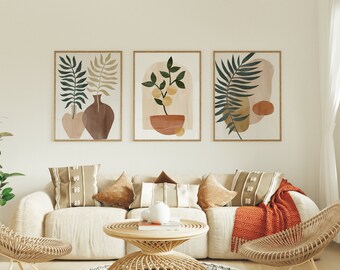 Set of 3 Wood Frame Mockup in Living room Interior,Boho Frame Mockup,Poster Mockup,Boho interior mockup,Artwork Mockup,JPG PSD Smart Object