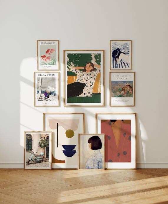 Set of 9 Gallery Wall Frame Mockup,5x7 Wood Frame Mock-up,wall Art