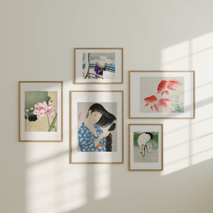 Gallery Wall Set,5 Wood Frame Mockups,5x7 Ratio Boho Minimalist Vertical Frame Mockup,Print Poster Mockup,Printable Art Display,Smart Object