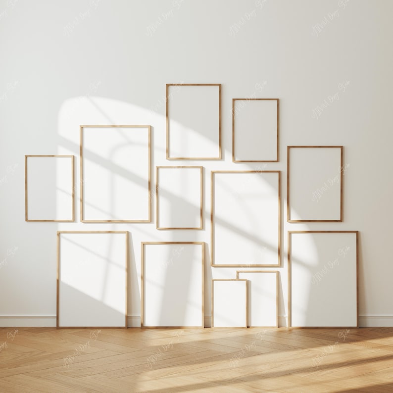 Set of 12 Minimal Gallery Wall Frame Mockup,Psd Smart Object image 5