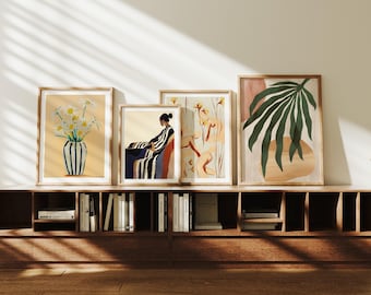 Set med 4 träramsmodell, 3x4 rumsväggmodell, minimalistisk rammodell, konsttryckdisplay, tryckt affischkonstmodell, bildramsmodell