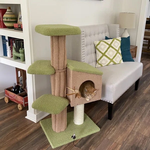 Wooden Cat Tree Tower, Wooden Cat Tower, Modern Cat Tree, Cat Furniture, Cat Gift, Luxury Cat Condo, Cat Climbing Tree, Cat Lover Gift