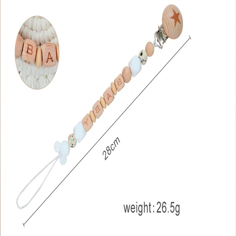 Customized Name Baby Pacifier Chains With Clips, Adorable Teething Toys