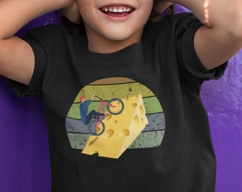Toddler Biking T-Shirt: Funny Cheese Ramp Design