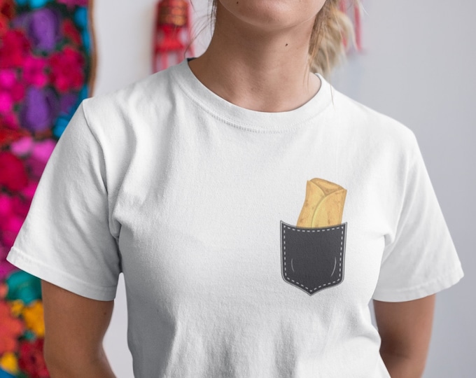 Burrito Pocket T-Shirt - Foodie Gift, Unisex Jersey Tee