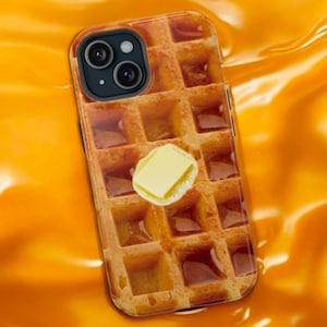 Waffel Magnet iPhone Hülle Foodie Handy Hülle Ahornsirup Magnet Hülle Diner Frühstück Liebhaber Geschenk Essen Waffel Butter Handy Geschenk Brunch