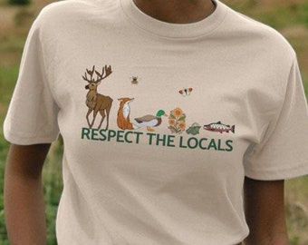Camiseta de algodón orgánico Respeto a la fauna local, protección de los parques nacionales, camiseta de niña Granola para acampar al aire libre, regalo medioambiental, conservación