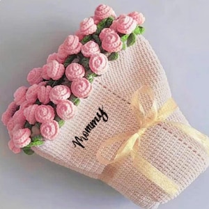 Custom Knit Flower Blanket Name Hand-Knitted Rose Blanket Ready-Made Gift for Mother&#39;s Day Romantic Gift for Girlfriend Wife