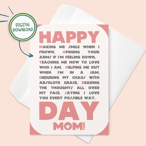 Happy Mother’s Day - Printable Mother’s Day Card, Printable Mother’s Day Card Funny, Digital Mother’s Day Card, 5x7 Greeting Card