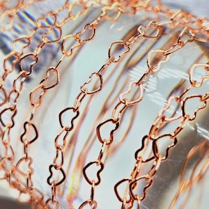 18k Rose Gold Plated Heart Link Chain: Jewelry Making Supplies