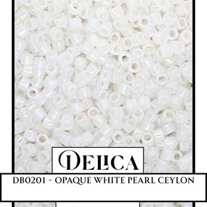 DB0201 - Opaque White Pearl Ceylon | Miyuki Delica Size 11/0 Seed Beads for Jewelry Making & Bead Weaving   (7.5g pkg)