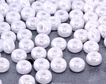 Brillo blanco tiza opaco / Tamaño 8 / Paquete de 15 g / Cuentas de vidrio Preciosa-Ornela