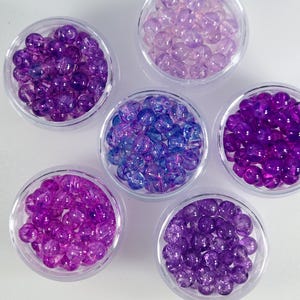 Luminous Purple Glass Beads Set  6 Pieces 3.7 oz  Vibrant Crafting Supplies