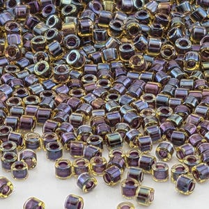 ペリベット様　ご予約分 Db1740:peridot/purple Inside Color Lined Rainbow | Size 11/0 | 7g