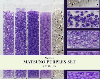 Paquete de cuentas Matsuno, surtido morado / Redondas n.° 6 / Suministros para joyería DIY