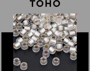 Toho Round 8/0 Seed Bead, Frosted Silver Lined | DIY Jewelry Supply | Choose Color