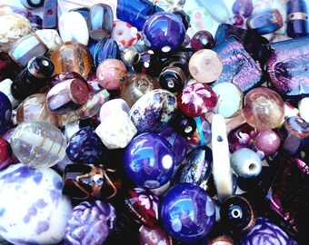 Bulk Handcrafted Lampwork Glass Beads for Jewelry Making: Vibrant Purple & Pink colored Artisan Creations in Bulk