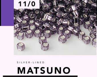 Matsuno Seed Bead, Silver Lined 11/0 | DIY Jewelry Supply | Choose Color