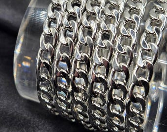 6MM White Nickel Chunky Link Chain by the Foot | Durable Jewelry Supply, Crafting and DIY Projects, Unique Accessories