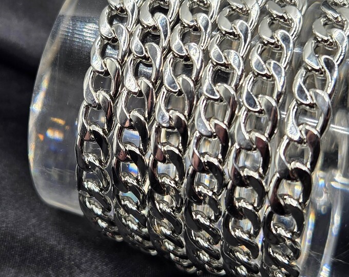6MM White Nickel Chunky Link Chain by the Foot | Durable Jewelry Supply, Crafting and DIY Projects, Unique Accessories