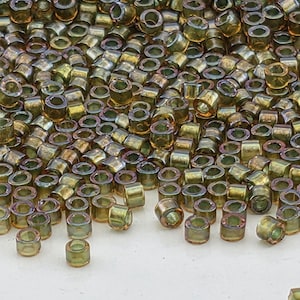 DB1739:Amethyst/Peridot Inside Color Lined Sparkle Rainbow Miyuki Delica (Size 11, 7 grams, ~1400 beads)