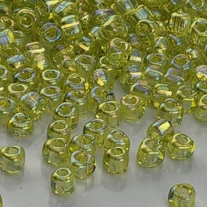 Lime Green Translucent Rainbow Miyuki Triangle Size  10/0 (15g Pkg)