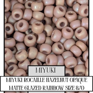 Miyuki Rocaille Beads: Hazelnut Opaque Matte Rainbow Glaze, Size 8/0