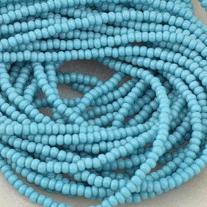 Translucent Opal Blue Turquoise | Size 11 | Half-Hank (12" 6-String) | Preciosa-Ornela Glass Seed Beads