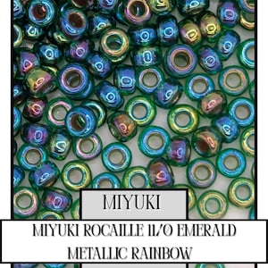 11-0455 Miyuki Rocailles 11/0 | Emerald Metallic Rainbow 20g