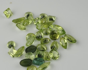 Peridot Lot 15 Carats, Loose Faceted Green Peridot Parcel Mixed Shapes, Natural August Birthstone Destash Jewelry Supply