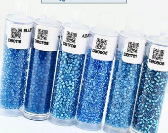 Juego de cuentas pequeñas / Paleta aguamarina / 6 colores, transparente mate, brillante, suministros para joyería DIY