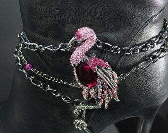 Sparkling flamingo pendant boot bling that adds personality and charm to your favorite footwear