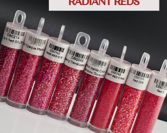Juego de cuentas de semillas, rojos radiantes - Paleta de 8 colores cuidadosamente seleccionada / Material para joyería DIY para diseños en capas
