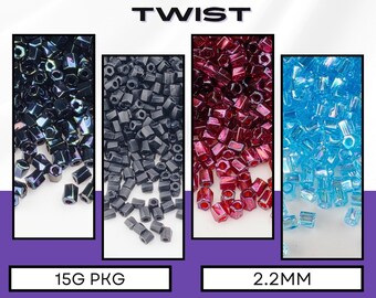 Miyuki Twist Bugle, 6mm Japanese Glass Beads | Peyote Stitch | 15g DIY Jewelry Supply