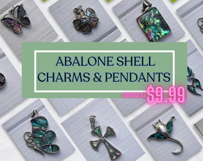Abalone Shell Pendants and Charms for Keychains & Accessories, Cute Charms for Bracelets, Necklaces, Craft Supplies
